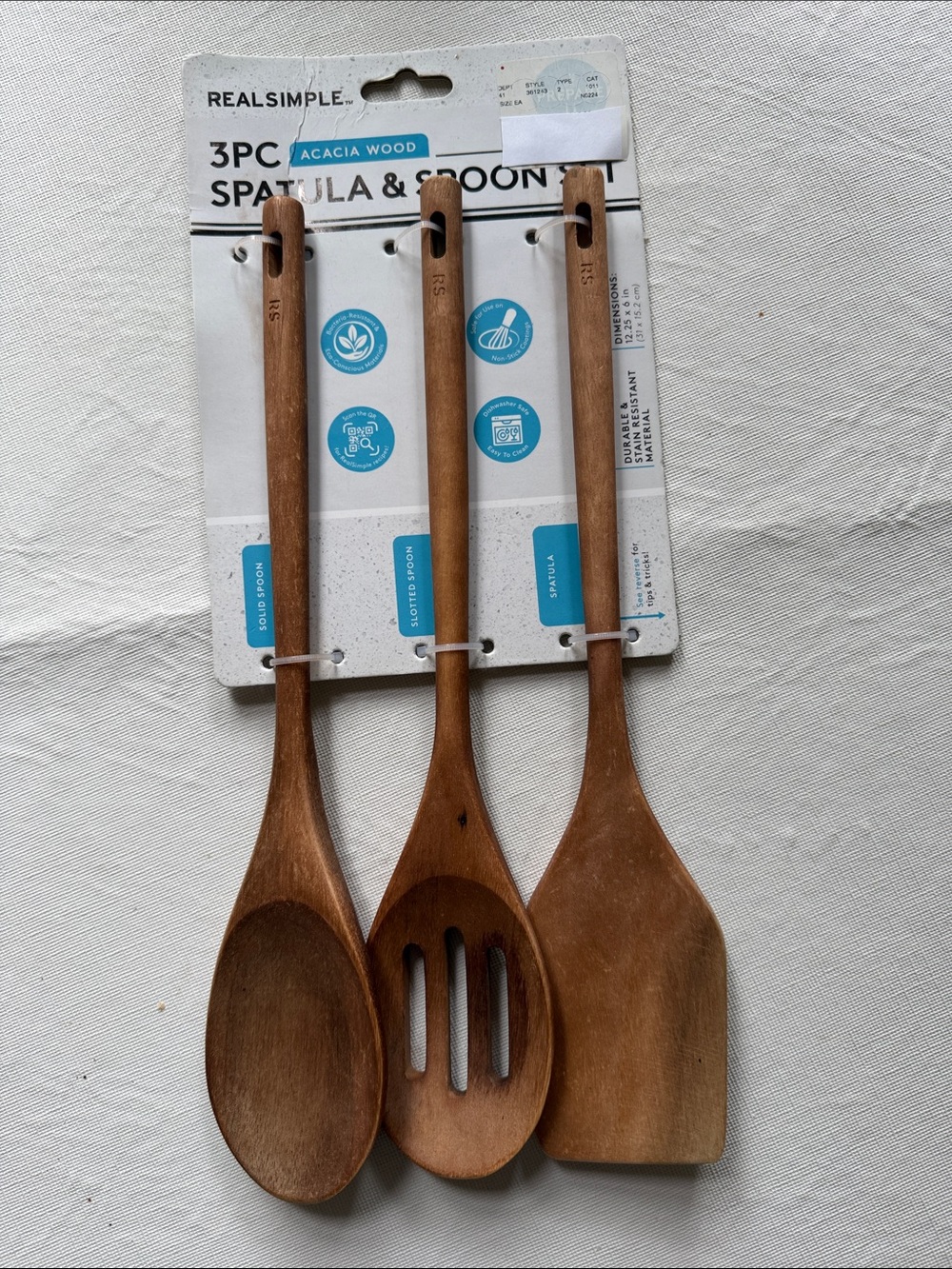 Real Simple 3PC Acacia Wood Spatula & Spoon Set Acacia Wood Kitchen Utensil Set